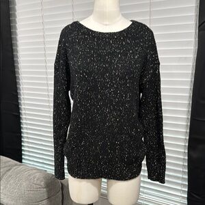 AEO Crew Neck Sweater Boyfriend Black and Gold MEDIUM